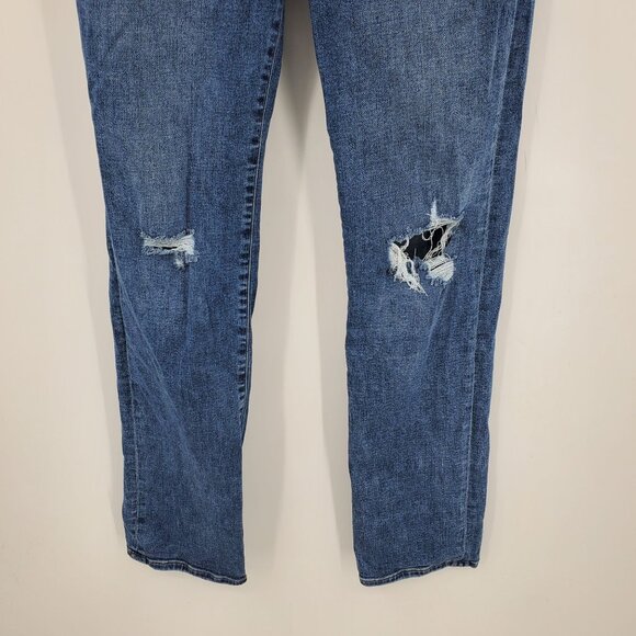 Express Women's High Rise 90's Slim Distressed Denim Casual Jeans Size 10 Long - Picture 8 of 10